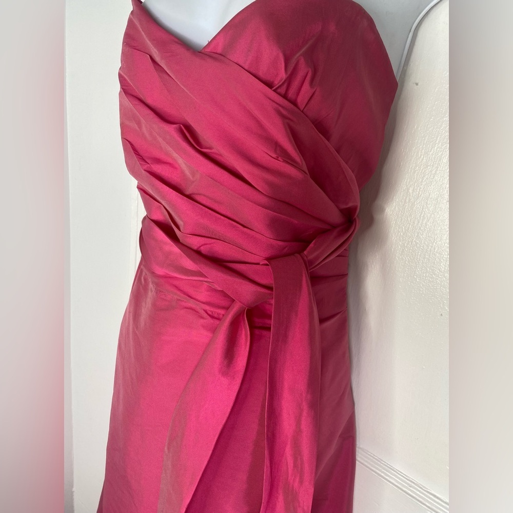 ALFRED SUNG 16 Strawberry Pink Strapless Formal Dress - Picture 4 of 9